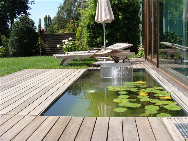 Großes Edelstahl Wasserbecken für die Terrasse